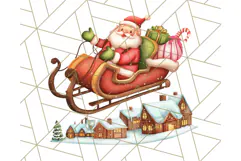 Santa Sleigh Ride Clipart PNG, Flying Reindeer Christmas Art Product Image 4