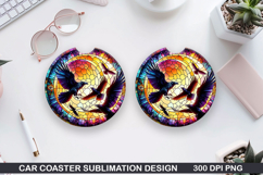 Crows Car Coaster Sublimation| Crows Coaster PNG Design Product Image 1