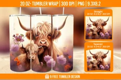 3D Highland Cow Tumbler Designs, Sublimation Wrap Product Image 1