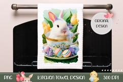Easter Bunny Towel, Watercolor Easter Towel Template Product Image 1