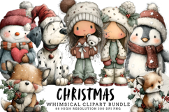Whimsical Christmas Clipart Bundle | Cute Holiday PNG Set Product Image 1