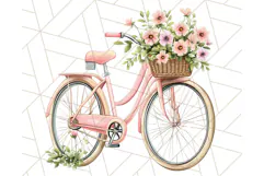 Bicycle with Flowers PNG, Pastel Spring Floral Bike Clipart Product Image 4