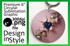 Elegant Keychain Round Design Template , 3D Heart Product Image 1
