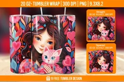 3d Cute Cat Tumbler Wrap Designs, Sublimation Wrap Product Image 1