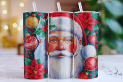 Merry Christmas Santa Tumbler Wrap | Christmas Wrap Product Image 1