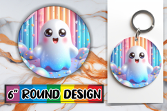 Whimsical Round Designs for Gifts PNG, 3D Cute Ghost Product Image 1