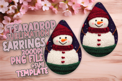Unique Teardrop Earrings Artwork for Sublimation , Snowman Product Image 1