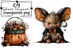 Whimsical Halloween Ghost Clipart Watercolor PNG Product Image 1