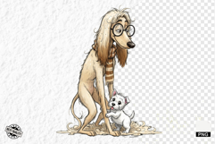 Whimsical Dog Mom With Puppy Clipart Product Image 1