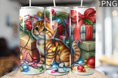 Christmas Cat Tumbler Wrap - Christmas Tumbler PNG Design Product Image 1