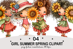 Girl Summer Spring Clipart png Watercolor png Product Image 1