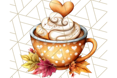 Fall Drink Clipart PNG, Cozy Autumn Cocoa and Latte Art Product Image 4