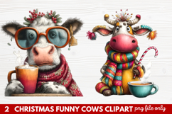 Funny Christmas Cows Clipart | Cute Holiday Farm Animal Product Image 1