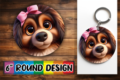 Joyful Circle Coasters Sublimation, 3D Dog Product Image 1