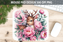 Watercolor Deer Mouse Pad Sublimation - Valentines PNG Product Image 1