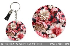 Flowers Keychain Design. Floral Keychain Sublimation Product Image 1