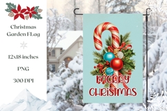 Vintage Christmas Candy Cane Garden Flag Sublimation Product Image 1