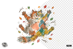 Quirky Funny Autumn Cat Clipart Product Image 1