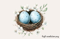 Cute Aqua Easter Watercolor Clipart Bundle PNG Product Image 12
