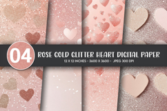 Rose Gold Glitter Heart Digital Paper Product Image 1