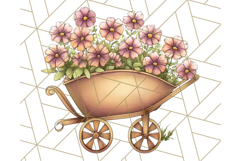 Pink Cottagecore Garden PNG Clipart, Vintage Floral Art Product Image 4