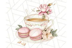 Pastel Tea Clip Art PNG with Sweets and Floral Accents Png Product Image 4
