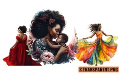 Watercolor Black Women Clipart, PNG Product Image 1