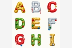 Tinsel and Ornament Christmas Alphabet PNG Bundle Product Image 4
