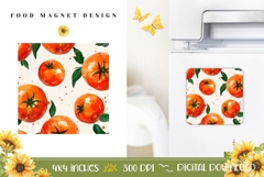 Cartoon Food Magnet PNG, Watercolor Tomato Magnet Design Product Image 1