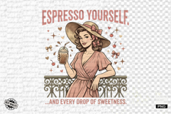 Coquette Summer Girl &amp; Coffee PNG Product Image 1