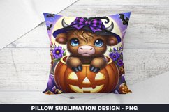 Halloween Highland Cow Pillow Case Sublimation | Pillow Case Product Image 1