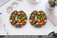 Foxes Wolves Car Coaster Sublimation| Foxes Coaster PNG Product Image 1