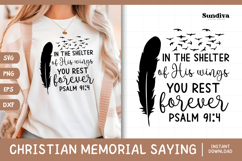Christian Memorial Quote SVG | In The Shelter Of His Wings Product Image 1