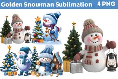 Golden Snowman Sublimation Clipart PNG Product Image 1
