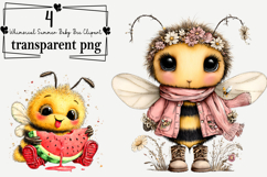 Whimsical Summer Baby Bee Clipart Watercolor PNG Product Image 1