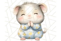 Praying Baby Animals in Pajamas Clipart, Sleepy Animal Png Product Image 4