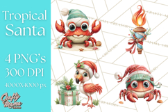 Tropical Santa Clipart Beach Christmas Clip Art Holiday PNG Product Image 1