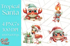 Tropical Santa Clipart Beach Christmas Clip Art Holiday PNG Product Image 1