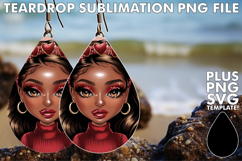VIBRANT Teardrop Earrings Magic PNG, Afro Girl Product Image 1