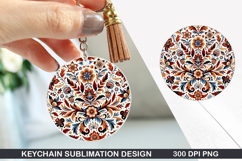 Flower Keychain Sublimation - Autumn Keychain PNG Design Product Image 1