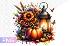 Autumn Harvest Pumpkin Sublimation - Pumpkin Clipart Design Product Image 1
