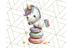 Cute Dessert Unicorn PNG Clipart with Cupcakes & Candies Product Image 4