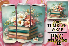 Unique horizons 20oz tumbler wrap, Book and flower Product Image 1
