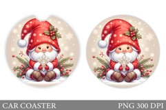 Christmas Gnome Car Coaster. Christmas Car Coaster Design Product Image 1