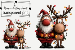 Whimsical Reindeer Christmas Clipart Watercolor PNG Product Image 1