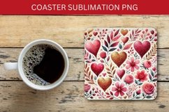 valentine square coaster - pink heart pattern Product Image 1