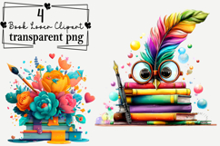 Whimsical Cute Book Lover Clipart Watercolor PNG Product Image 1