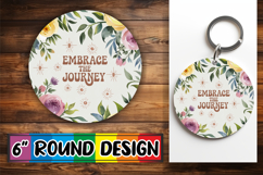 Cheerful Sublimation Circle Coasters, Flower Quote Product Image 1