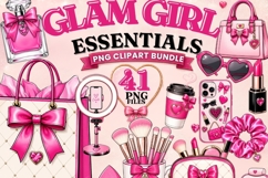 Glam Girl Essentials PNG Clipart Bundle, Pink Beauty Makeup Product Image 1