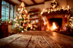 Christmas Lights Background, Winter Fireplace Background Product Image 1